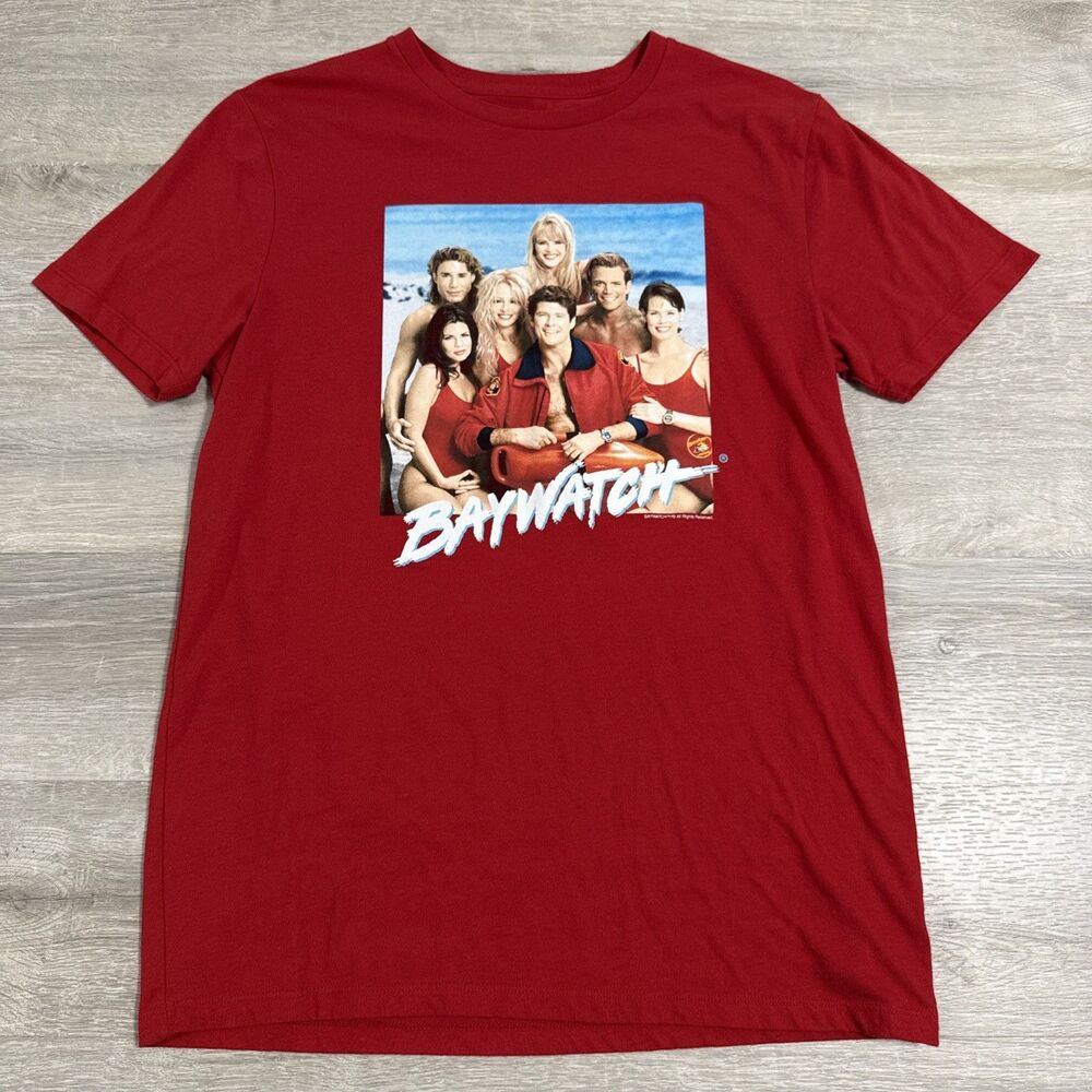 Baywatch Shirt David Hasselhoff Cast TV Show Old Navy Men's Red Medium Tee